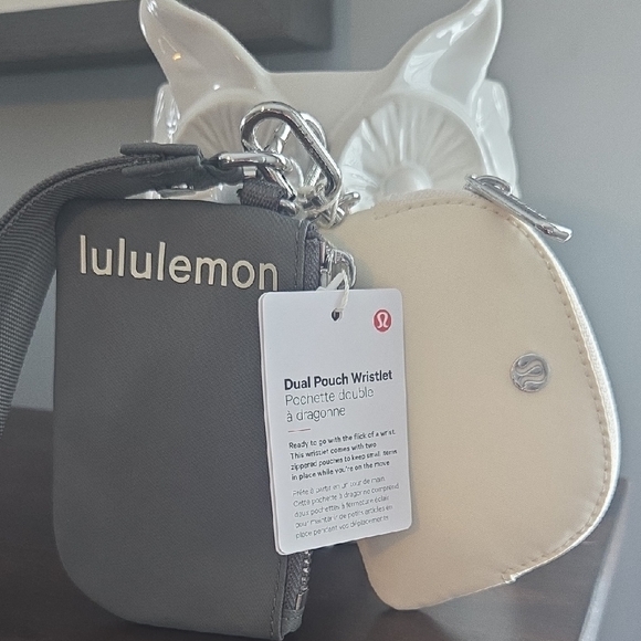 lululemon athletica Handbags - Lulemon Athletica Dual Pouch Wristlet in Gray and Cream NWT